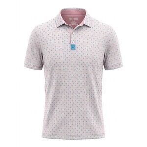 Pins‎ & Aces Mens Pink Blue Palm Tree Golf Performance Polo Shirt Medium 01164
